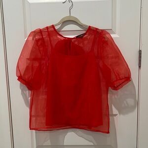 Sugarlips Vibrant Red Sheer Blouse